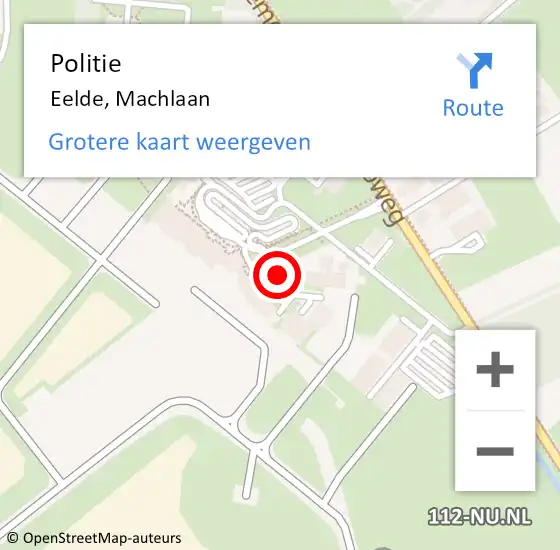 Locatie op kaart van de 112 melding: Politie Eelde, Machlaan op 30 juli 2021 15:24