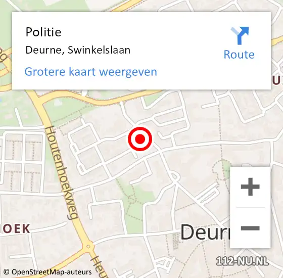 Locatie op kaart van de 112 melding: Politie Deurne, Swinkelslaan op 30 juli 2021 15:36