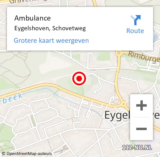 Locatie op kaart van de 112 melding: Ambulance Eygelshoven, Schovetweg op 18 juni 2014 10:55