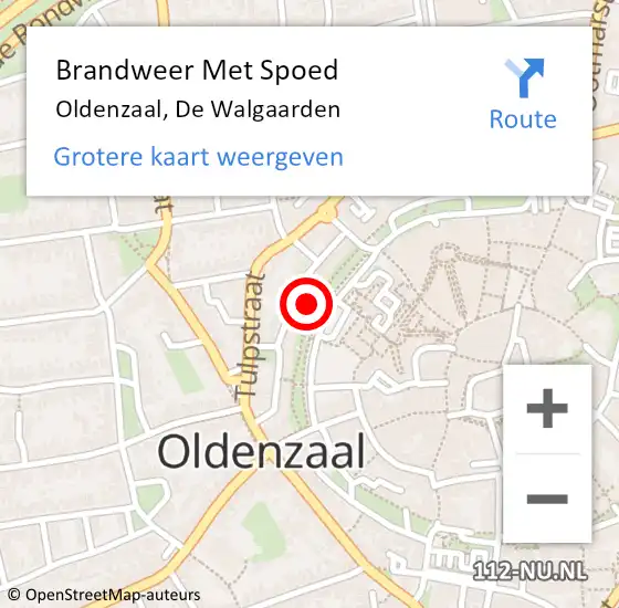 Locatie op kaart van de 112 melding: Brandweer Met Spoed Naar Oldenzaal, De Walgaarden op 30 juli 2021 16:43