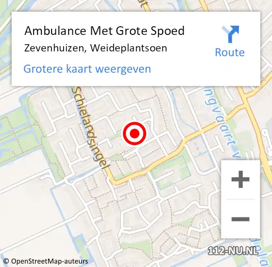 Locatie op kaart van de 112 melding: Ambulance Met Grote Spoed Naar Zevenhuizen, Weideplantsoen op 30 juli 2021 16:45