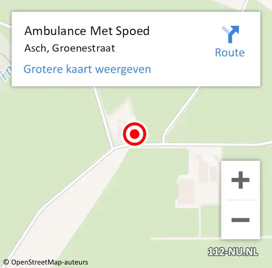 Locatie op kaart van de 112 melding: Ambulance Met Spoed Naar Asch, Groenestraat op 30 juli 2021 16:46