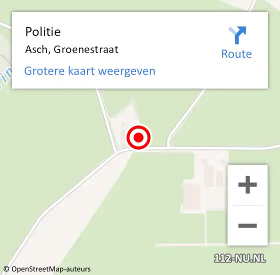 Locatie op kaart van de 112 melding: Politie Asch, Groenestraat op 30 juli 2021 16:48