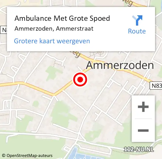 Locatie op kaart van de 112 melding: Ambulance Met Grote Spoed Naar Ammerzoden, Ammerstraat op 30 juli 2021 17:03