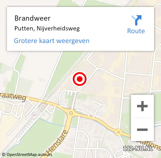 Locatie op kaart van de 112 melding: Brandweer Putten, Nijverheidsweg op 30 juli 2021 17:10