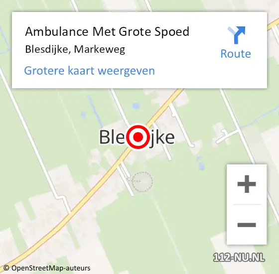 Locatie op kaart van de 112 melding: Ambulance Met Grote Spoed Naar Blesdijke, Markeweg op 5 oktober 2013 13:13