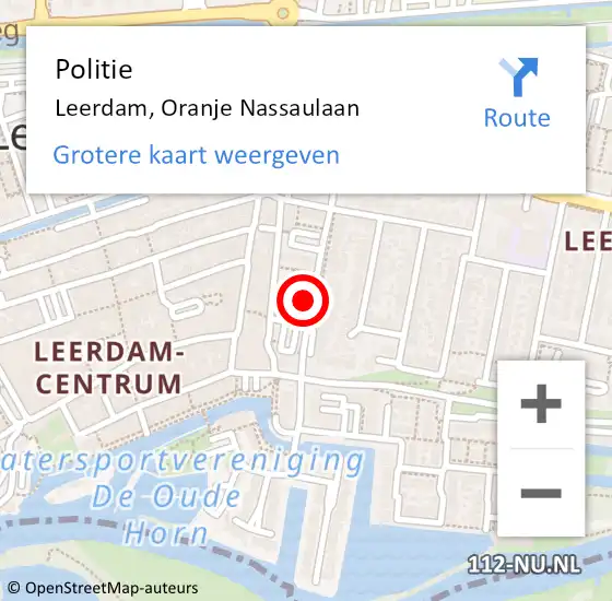 Locatie op kaart van de 112 melding: Politie Leerdam, Oranje Nassaulaan op 30 juli 2021 17:27