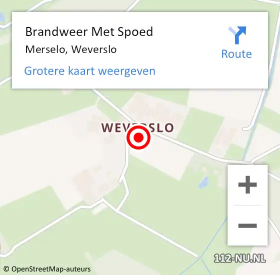 Locatie op kaart van de 112 melding: Brandweer Met Spoed Naar Merselo, Weverslo op 30 juli 2021 17:31