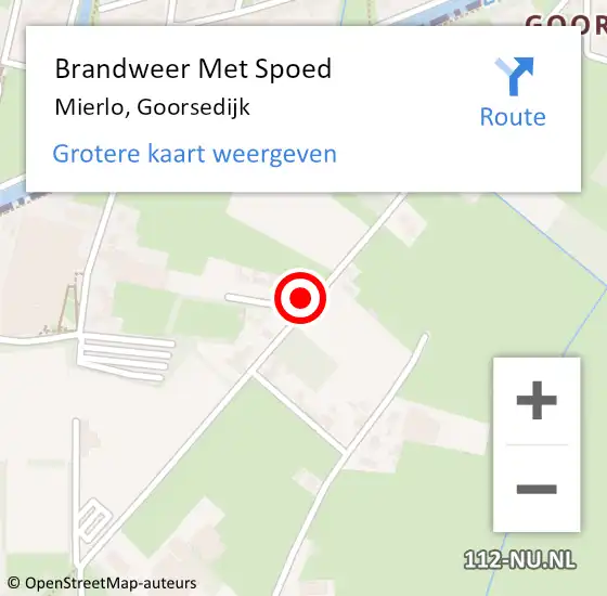 Locatie op kaart van de 112 melding: Brandweer Met Spoed Naar Mierlo, Goorsedijk op 30 juli 2021 17:55