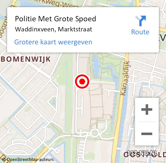 Locatie op kaart van de 112 melding: Politie Met Grote Spoed Naar Waddinxveen, Marktstraat op 30 juli 2021 17:55