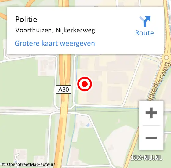 Locatie op kaart van de 112 melding: Politie Voorthuizen, Nijkerkerweg op 30 juli 2021 18:14