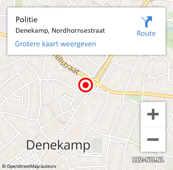 Locatie op kaart van de 112 melding: Politie Denekamp, Nordhornsestraat op 30 juli 2021 18:16