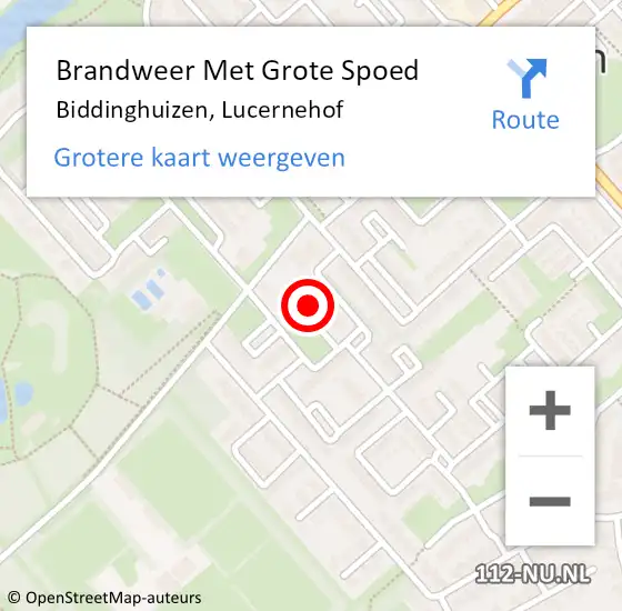 Locatie op kaart van de 112 melding: Brandweer Met Grote Spoed Naar Biddinghuizen, Lucernehof op 30 juli 2021 18:17