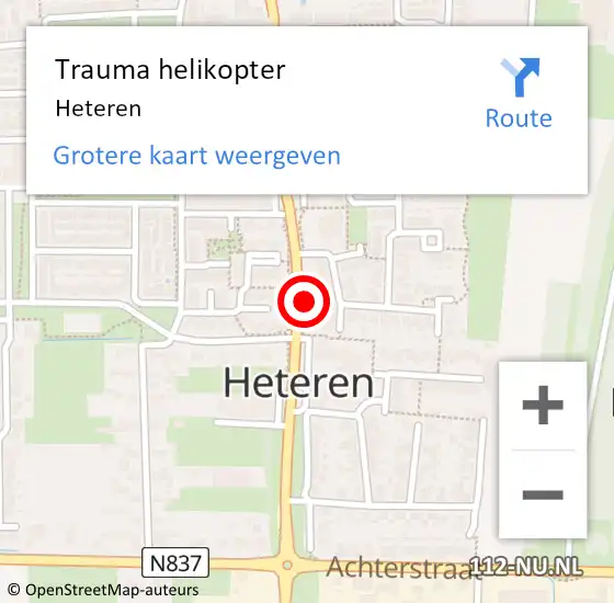 Locatie op kaart van de 112 melding: Trauma helikopter Heteren op 30 juli 2021 18:20