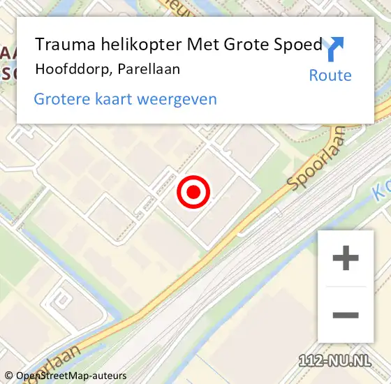 Locatie op kaart van de 112 melding: Trauma helikopter Met Grote Spoed Naar Hoofddorp, Parellaan op 30 juli 2021 18:31