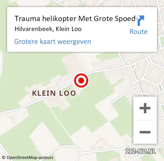 Locatie op kaart van de 112 melding: Trauma helikopter Met Grote Spoed Naar Hilvarenbeek, Klein Loo op 30 juli 2021 18:56