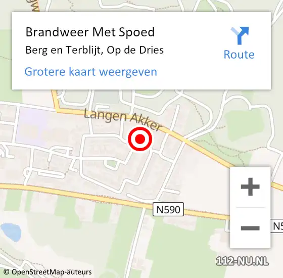 Locatie op kaart van de 112 melding: Brandweer Met Spoed Naar Berg en Terblijt, Op de Dries op 30 juli 2021 18:58