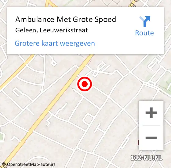 Locatie op kaart van de 112 melding: Ambulance Met Grote Spoed Naar Geleen, Leeuwerikstraat op 18 juni 2014 11:09