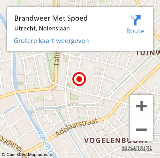 Locatie op kaart van de 112 melding: Brandweer Met Spoed Naar Utrecht, Nolenslaan op 30 juli 2021 19:13