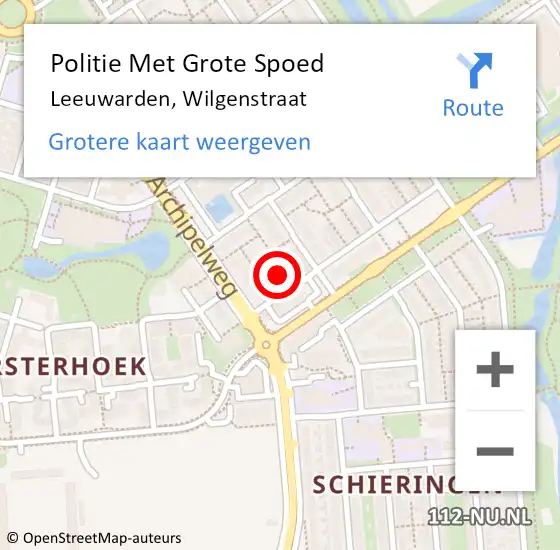 Locatie op kaart van de 112 melding: Politie Met Grote Spoed Naar Leeuwarden, Wilgenstraat op 30 juli 2021 19:21