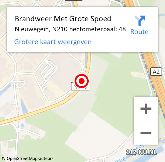 Locatie op kaart van de 112 melding: Brandweer Met Grote Spoed Naar Nieuwegein, N210 hectometerpaal: 48 op 30 juli 2021 19:36