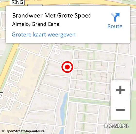 Locatie op kaart van de 112 melding: Brandweer Met Grote Spoed Naar Almelo, Grand Canal op 30 juli 2021 19:39