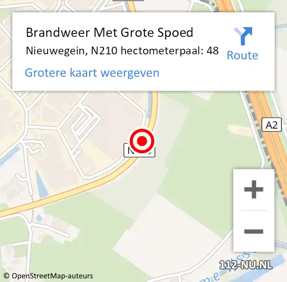 Locatie op kaart van de 112 melding: Brandweer Met Grote Spoed Naar Nieuwegein, N210 hectometerpaal: 48 op 30 juli 2021 19:40