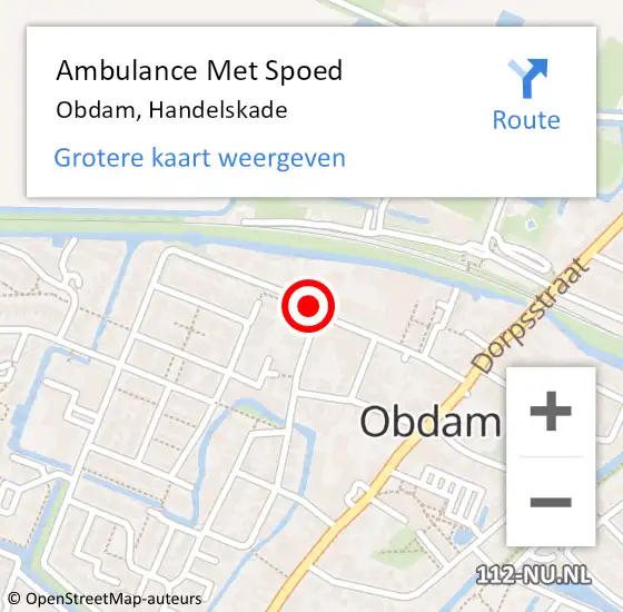 Locatie op kaart van de 112 melding: Ambulance Met Spoed Naar Obdam, Handelskade op 30 juli 2021 19:46