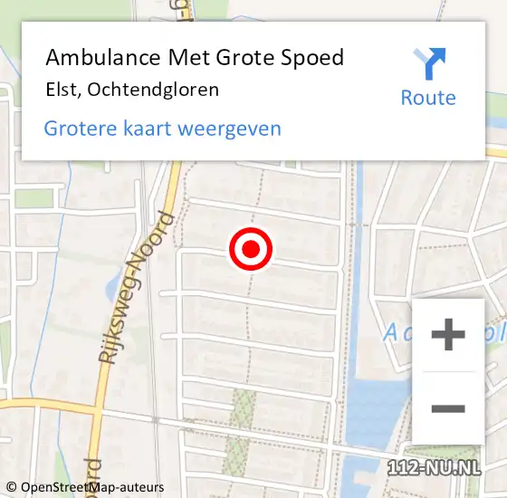 Locatie op kaart van de 112 melding: Ambulance Met Grote Spoed Naar Elst, Ochtendgloren op 30 juli 2021 20:17