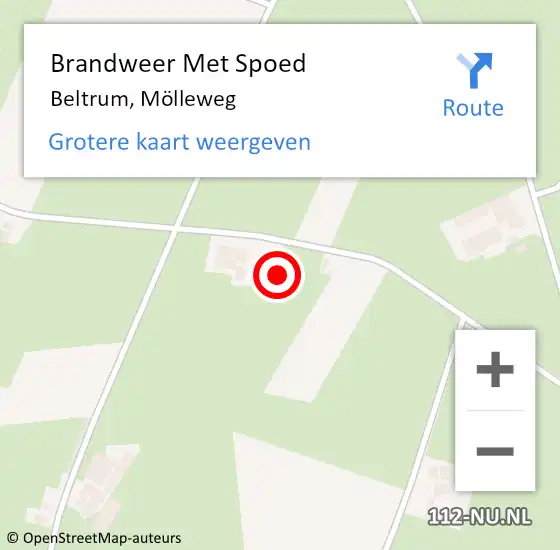 Locatie op kaart van de 112 melding: Brandweer Met Spoed Naar Beltrum, Mölleweg op 30 juli 2021 20:32