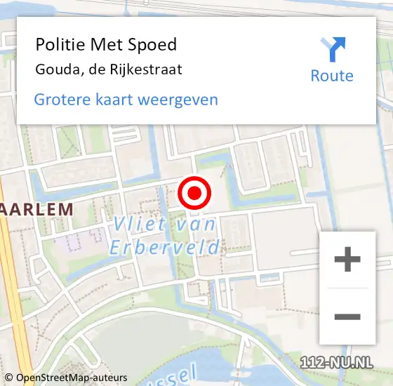 Locatie op kaart van de 112 melding: Politie Met Spoed Naar Gouda, de Rijkestraat op 30 juli 2021 20:37