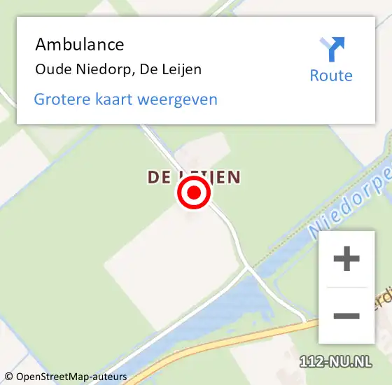 Locatie op kaart van de 112 melding: Ambulance Oude Niedorp, De Leijen op 30 juli 2021 20:39