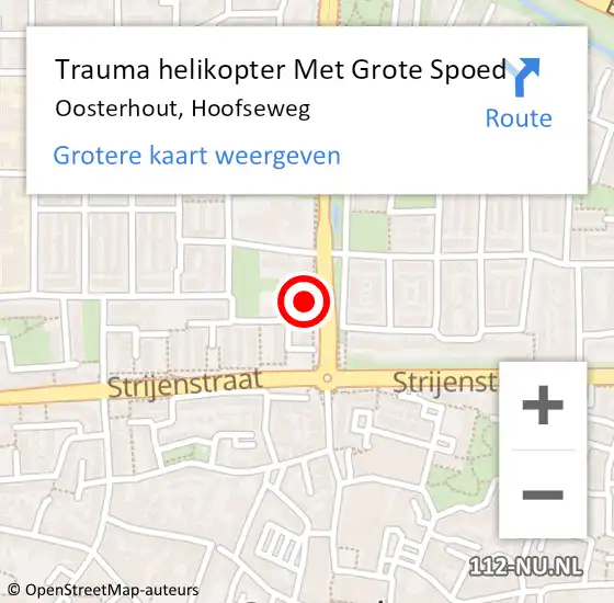 Locatie op kaart van de 112 melding: Trauma helikopter Met Grote Spoed Naar Oosterhout, Hoofseweg op 30 juli 2021 20:52