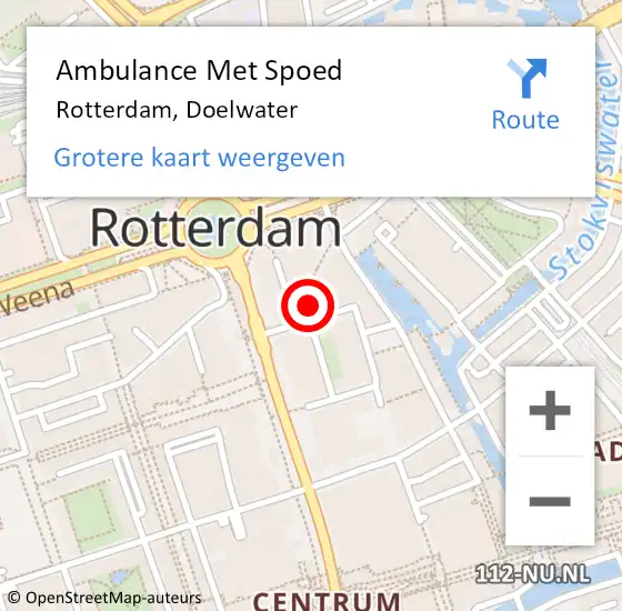Locatie op kaart van de 112 melding: Ambulance Met Spoed Naar Rotterdam, Doelwater op 30 juli 2021 21:07
