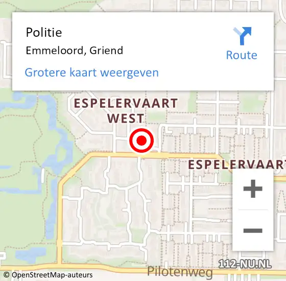 Locatie op kaart van de 112 melding: Politie Emmeloord, Griend op 30 juli 2021 21:20