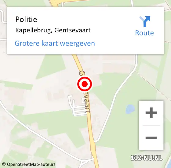 Locatie op kaart van de 112 melding: Politie Kapellebrug, Gentsevaart op 30 juli 2021 21:42