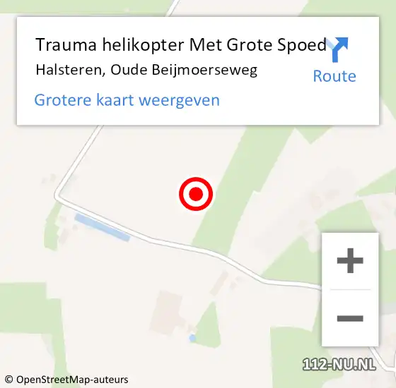 Locatie op kaart van de 112 melding: Trauma helikopter Met Grote Spoed Naar Halsteren, Oude Beijmoerseweg op 30 juli 2021 21:51