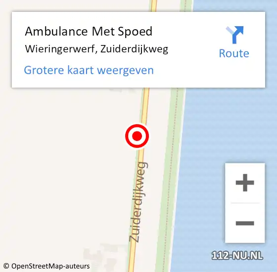 Locatie op kaart van de 112 melding: Ambulance Met Spoed Naar Wieringerwerf, Zuiderdijkweg op 30 juli 2021 22:13