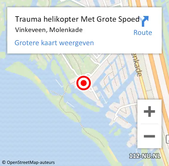 Locatie op kaart van de 112 melding: Trauma helikopter Met Grote Spoed Naar Vinkeveen, Molenkade op 30 juli 2021 22:37
