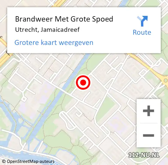 Locatie op kaart van de 112 melding: Brandweer Met Grote Spoed Naar Utrecht, Jamaicadreef op 30 juli 2021 22:43
