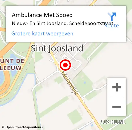 Locatie op kaart van de 112 melding: Ambulance Met Spoed Naar Nieuw- En Sint Joosland, Scheldepoortstraat op 18 juni 2014 11:23