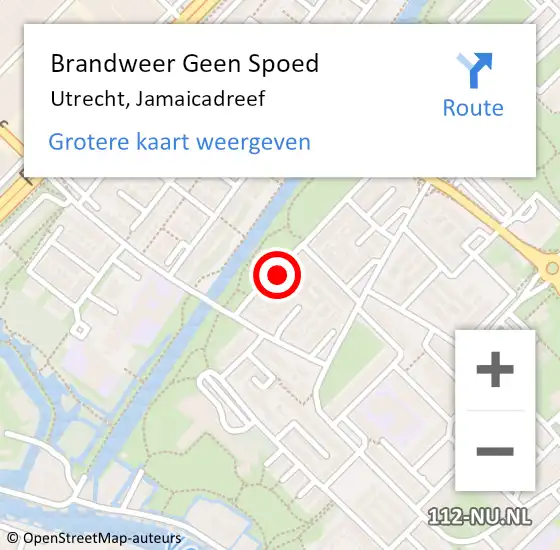 Locatie op kaart van de 112 melding: Brandweer Geen Spoed Naar Utrecht, Jamaicadreef op 30 juli 2021 22:45