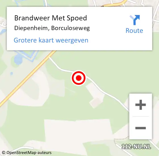 Locatie op kaart van de 112 melding: Brandweer Met Spoed Naar Diepenheim, Borculoseweg op 30 juli 2021 22:56