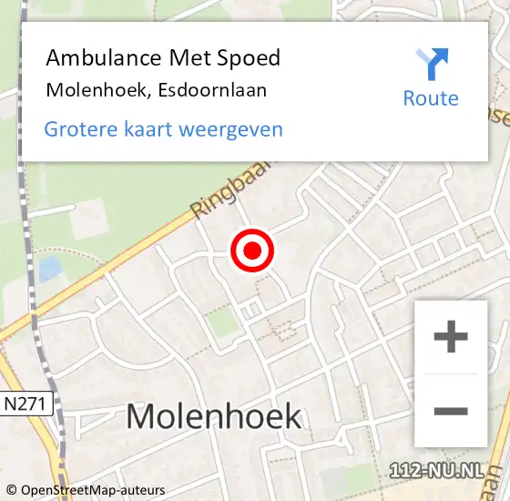 Locatie op kaart van de 112 melding: Ambulance Met Spoed Naar Molenhoek, Esdoornlaan op 30 juli 2021 22:58