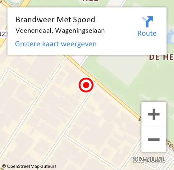 Locatie op kaart van de 112 melding: Brandweer Met Spoed Naar Veenendaal, Wageningselaan op 30 juli 2021 23:16