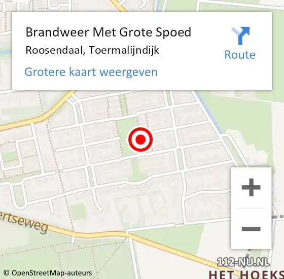 Locatie op kaart van de 112 melding: Brandweer Met Grote Spoed Naar Roosendaal, Toermalijndijk op 30 juli 2021 23:46