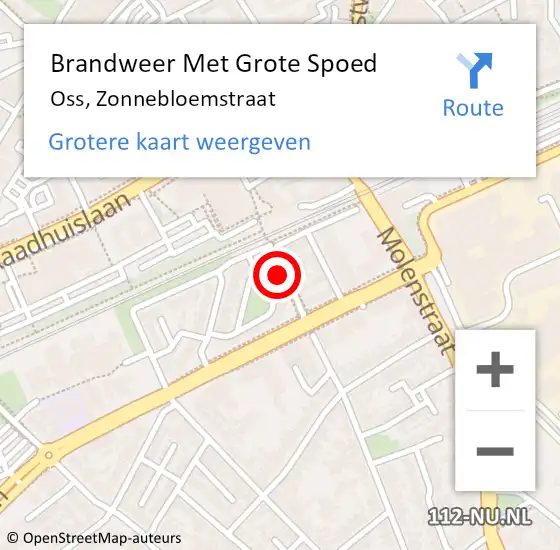 Locatie op kaart van de 112 melding: Brandweer Met Grote Spoed Naar Oss, Zonnebloemstraat op 31 juli 2021 00:24