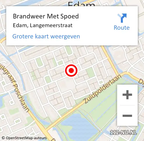 Locatie op kaart van de 112 melding: Brandweer Met Spoed Naar Edam, Langemeerstraat op 31 juli 2021 00:31