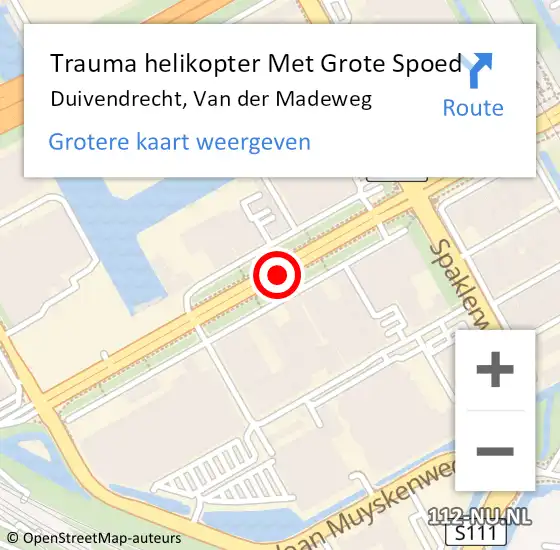 Locatie op kaart van de 112 melding: Trauma helikopter Met Grote Spoed Naar Duivendrecht, Van der Madeweg op 31 juli 2021 00:35