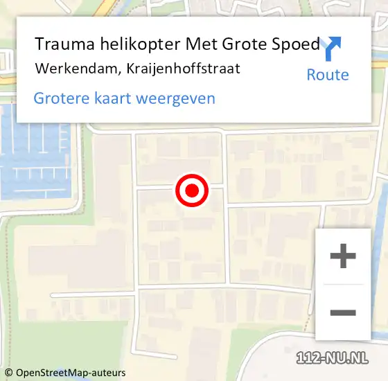 Locatie op kaart van de 112 melding: Trauma helikopter Met Grote Spoed Naar Werkendam, Kraijenhoffstraat op 31 juli 2021 01:03